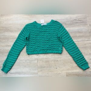 NWT Free People Beach Women’s Cotton Crochet Kelly Green Crop Sweater Coverup M